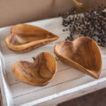olijvenhouten serveer schaaltjes bakjes in hart vorm