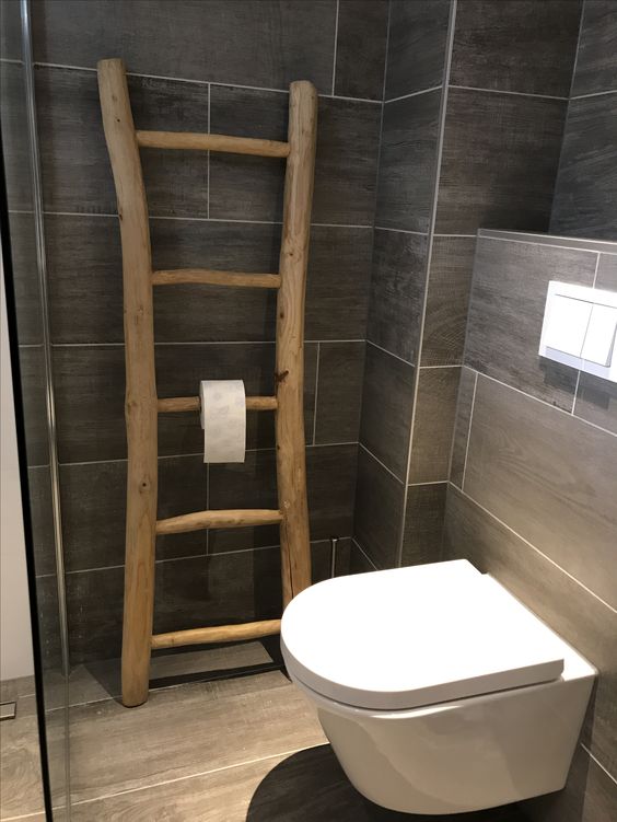 houten trap wc rol houder idee goedkoop toilet